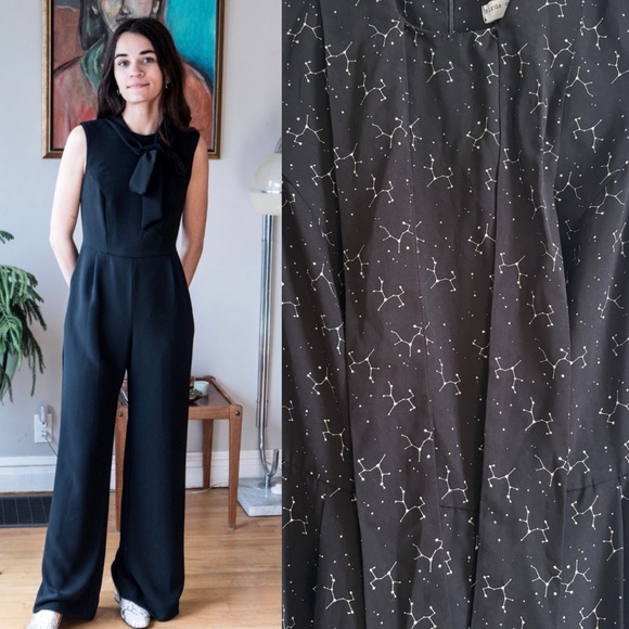 Birds Of North America Pants - Birds Of North America Sz 8 Needletail Black Astrology Star Galaxy Jumpsuit